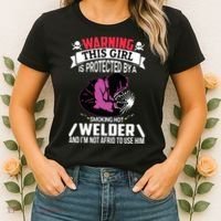Welder Welding Girlfriend Warning This Girl Is Protected By Premium Women's T-Shirt thumb 2