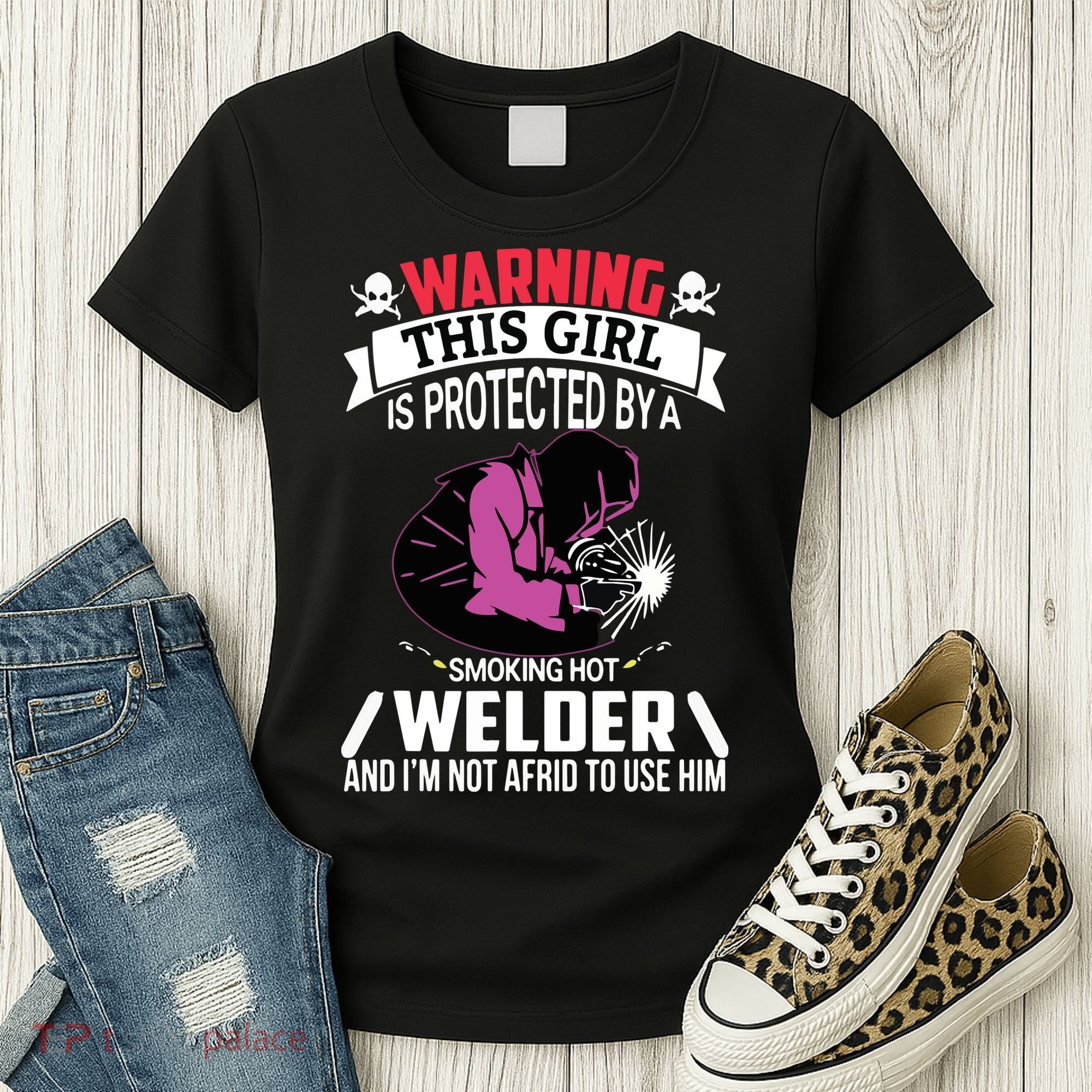 Welder Welding Girlfriend Warning This Girl Is Protected By Premium Women's T-Shirt