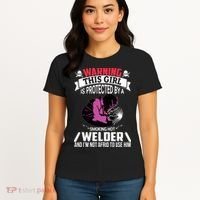 Welder Welding Girlfriend Warning This Girl Is Protected By Premium Women's T-Shirt thumb 4