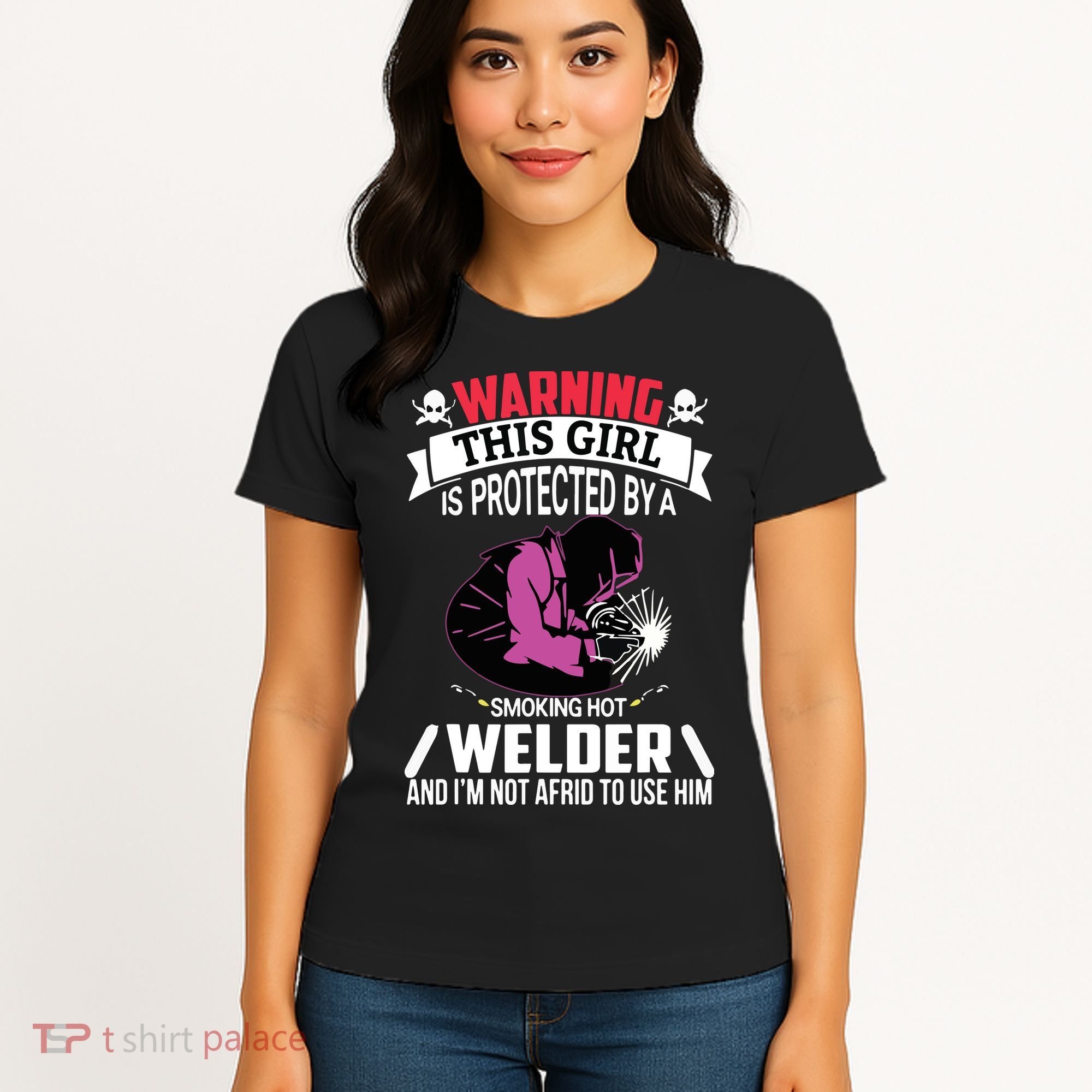 Welder Welding Girlfriend Warning This Girl Is Protected By Premium Women's T-Shirt