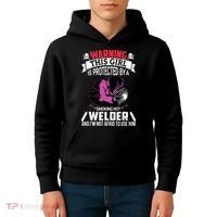 Welder Welding Girlfriend Warning This Girl Is Protected By Premium Kids Hoodie thumb 4