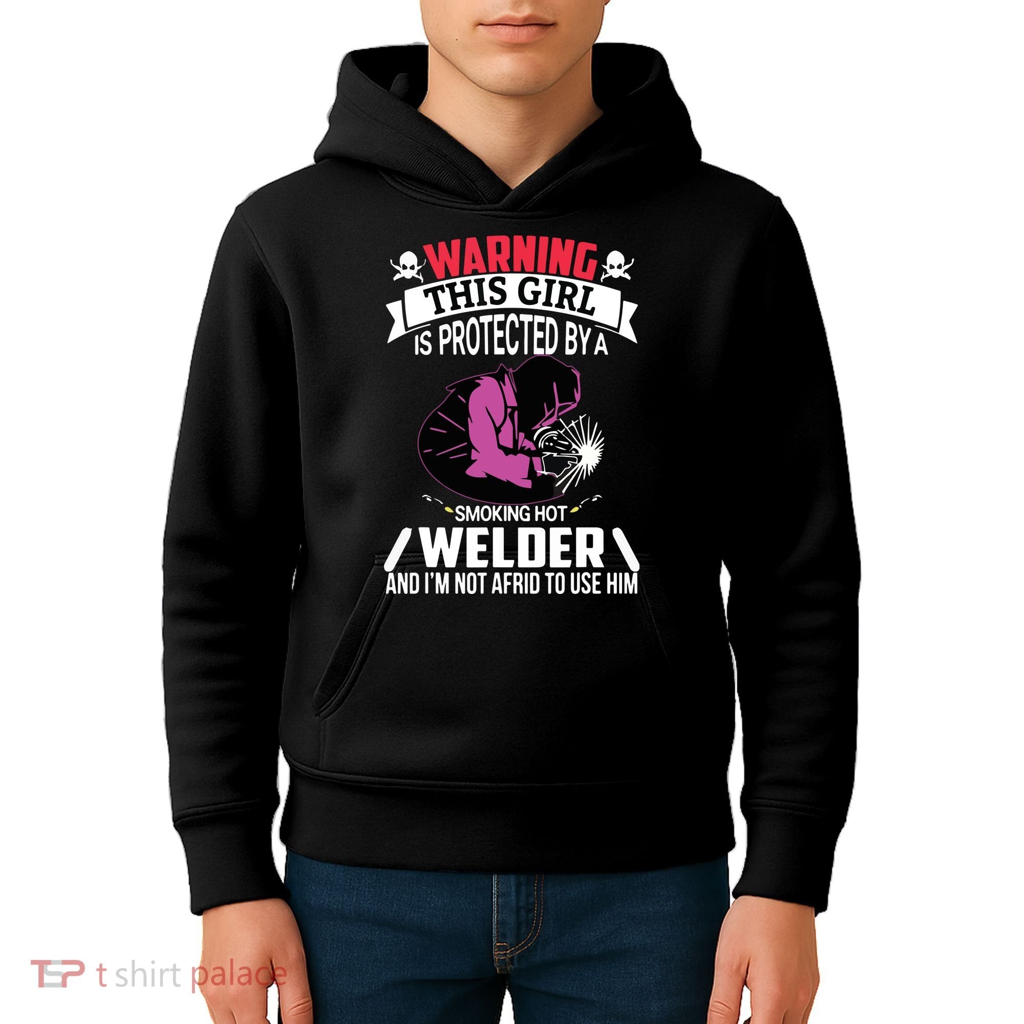 Welder Welding Girlfriend Warning This Girl Is Protected By Premium Kids Hoodie