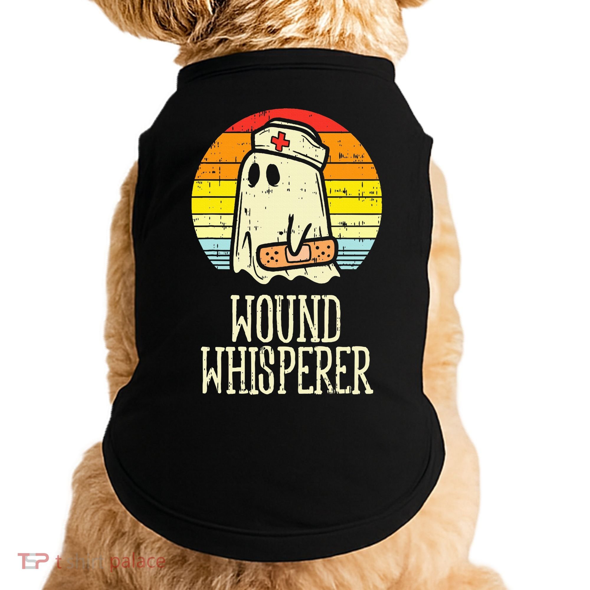 Wound Whisperer Ghost Nurse Boo Halloween Nursing RN Doggie Tank