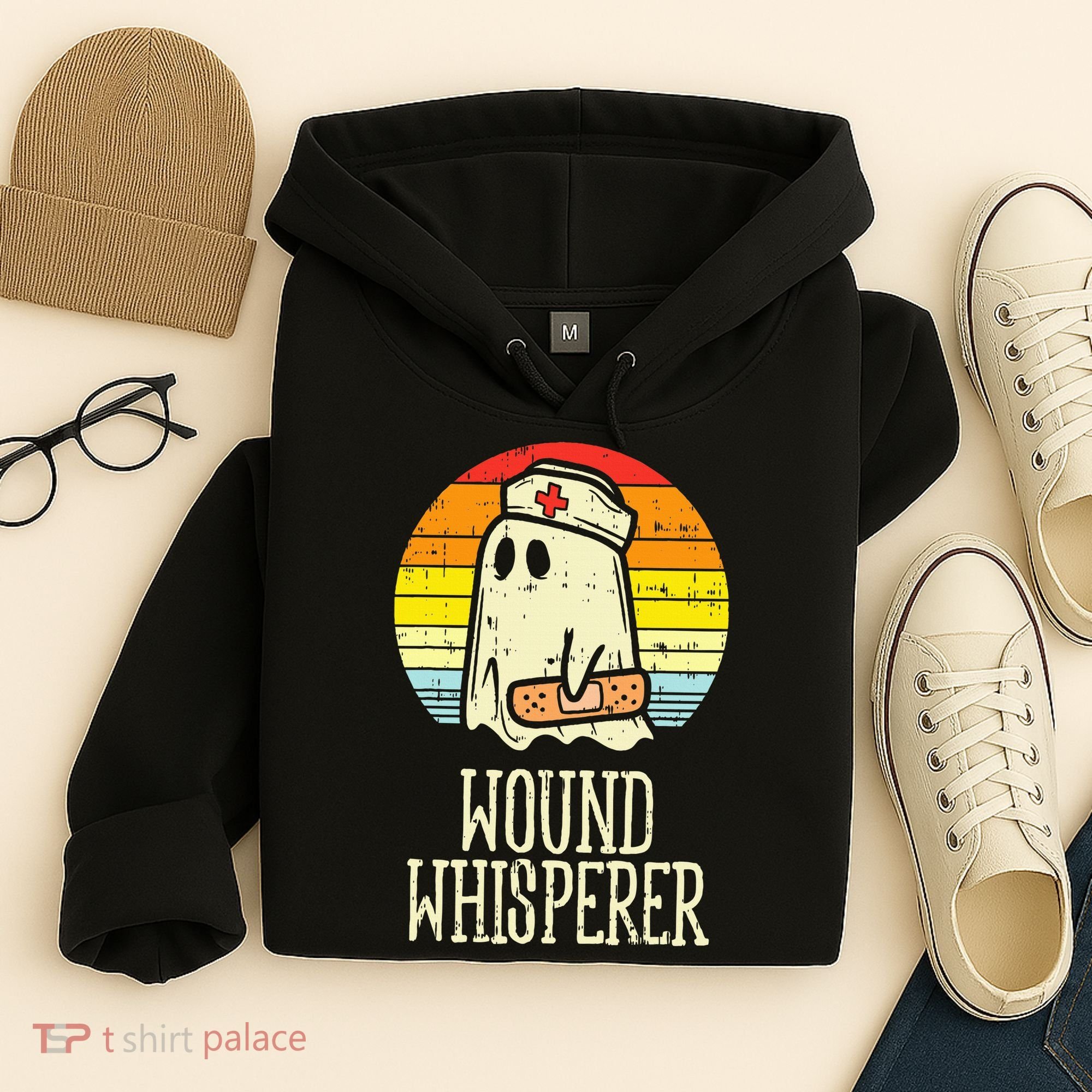 Wound Whisperer Ghost Nurse Boo Halloween Nursing RN Hoodie