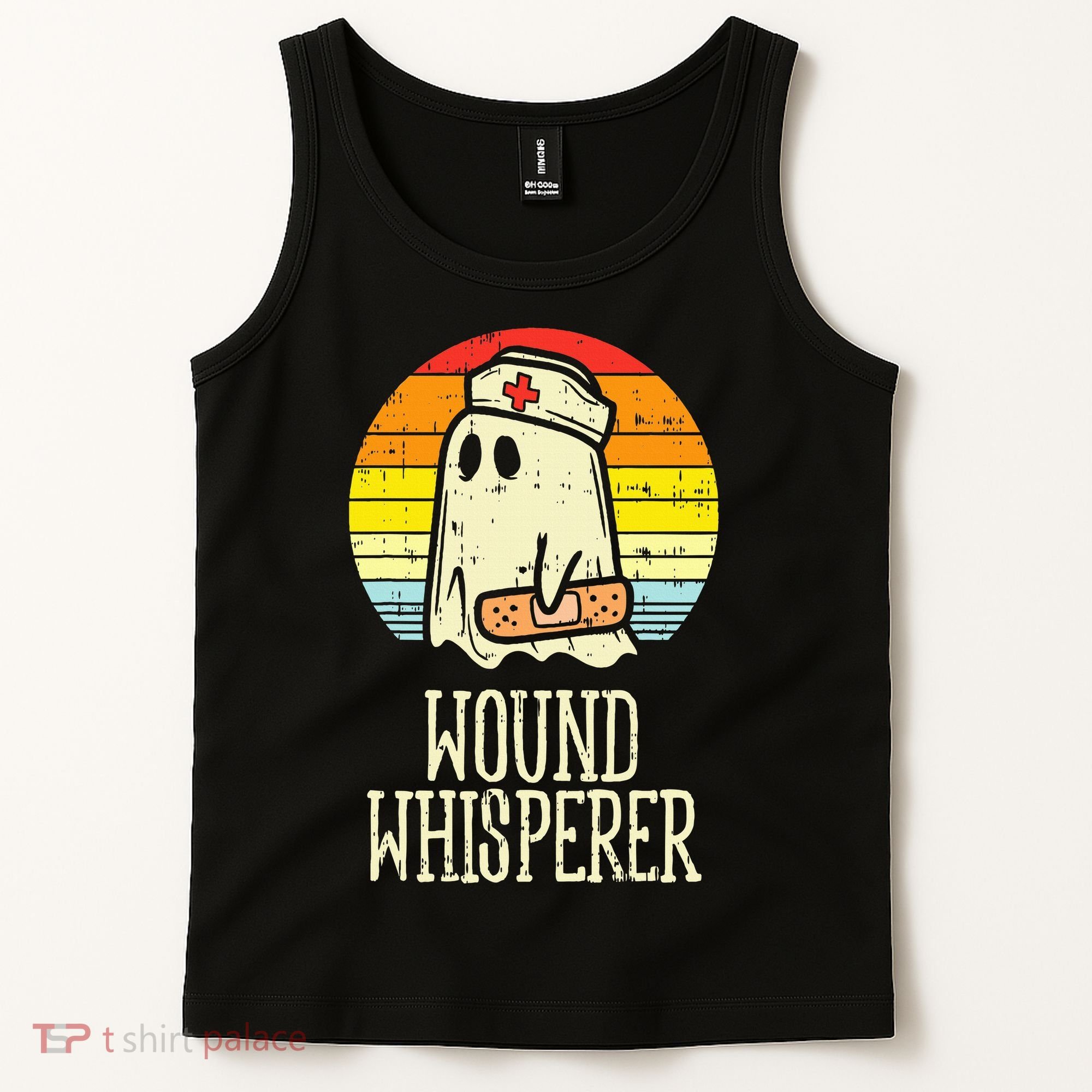 Wound Whisperer Ghost Nurse Boo Halloween Nursing RN Tank Top