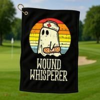 Wound Whisperer Ghost Nurse Boo Halloween Nursing RN Golf Towel thumb 1