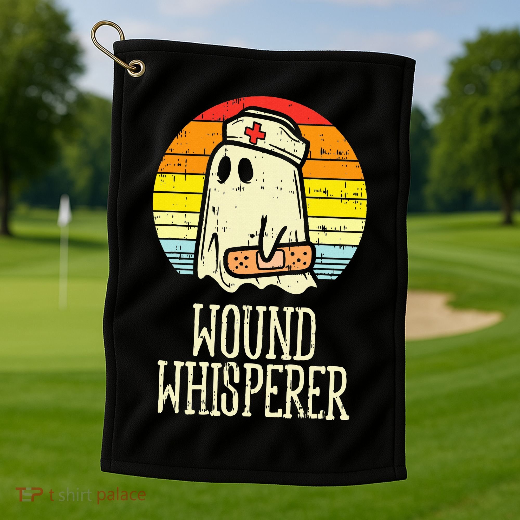 Wound Whisperer Ghost Nurse Boo Halloween Nursing RN Golf Towel
