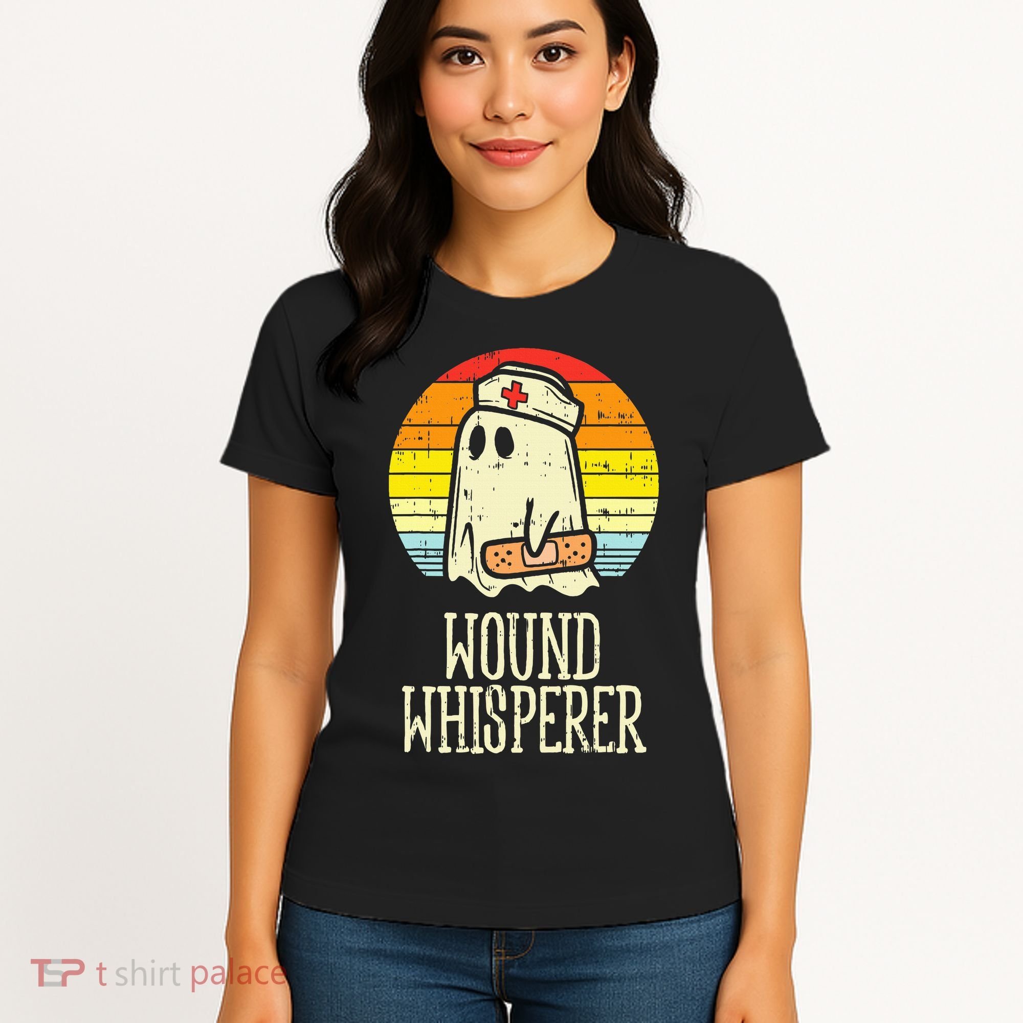 Wound Whisperer Ghost Nurse Boo Halloween Nursing RN Women's T-Shirt
