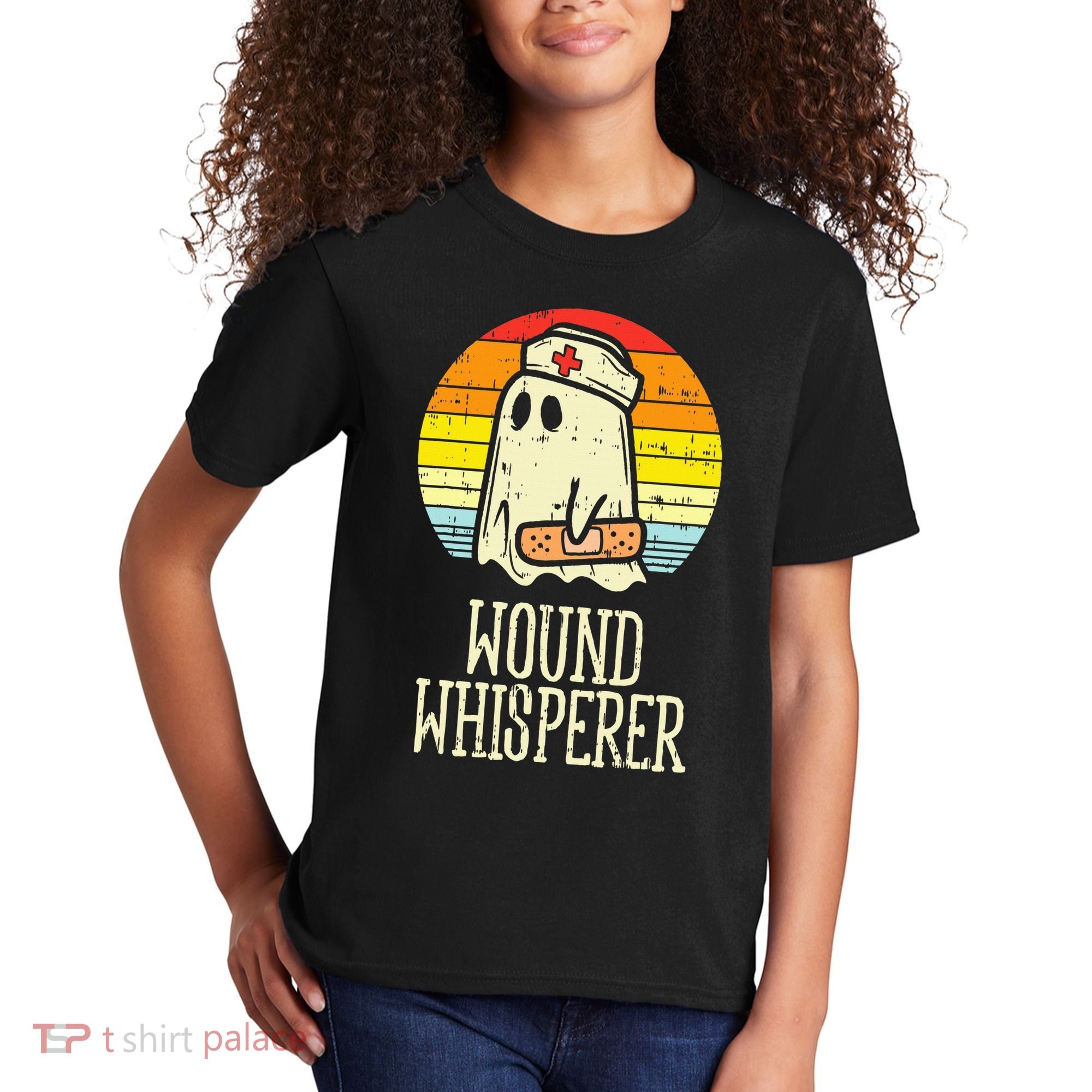 Wound Whisperer Ghost Nurse Boo Halloween Nursing RN Kids T-Shirt