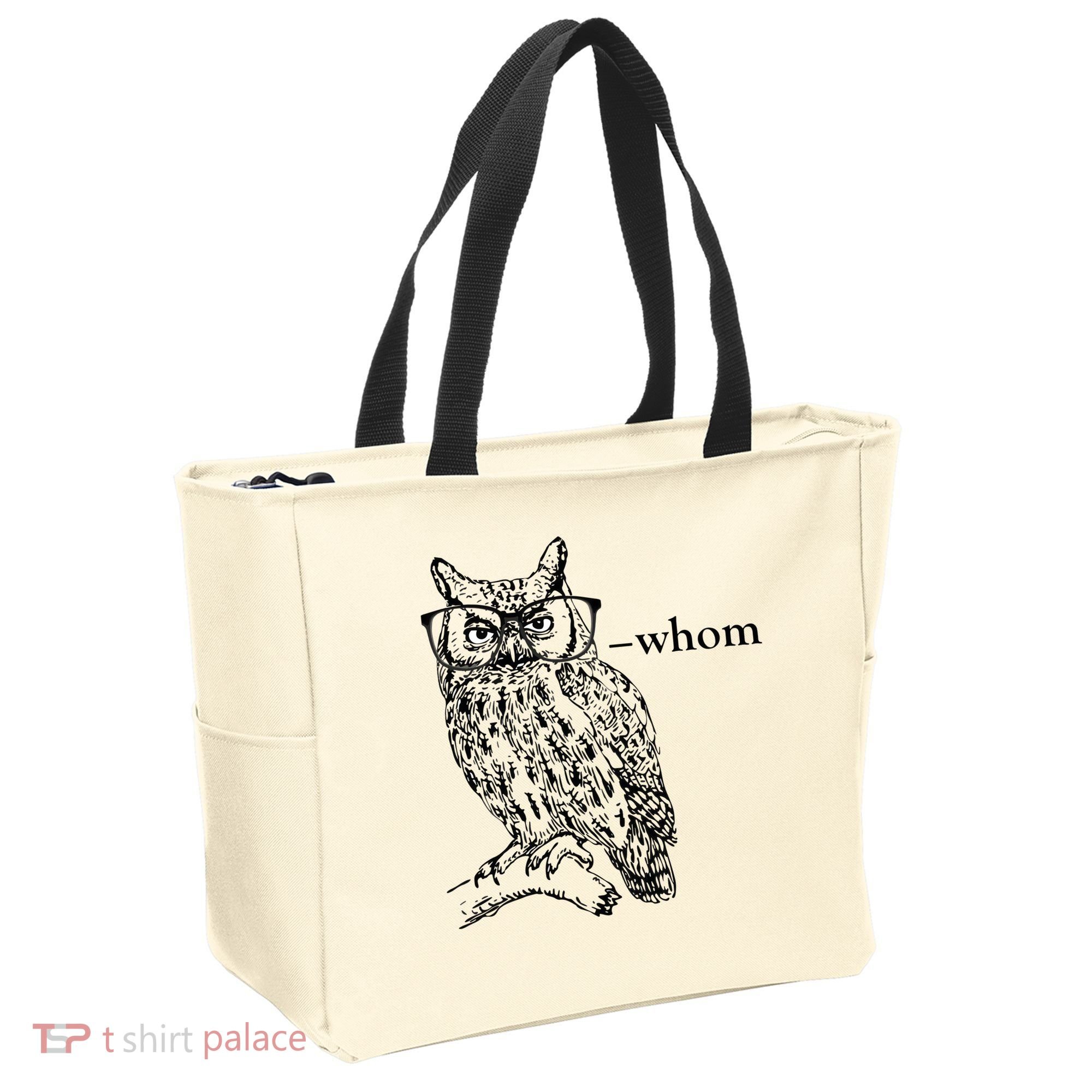 Who Whom Grammar Owl Funny Tote Bag