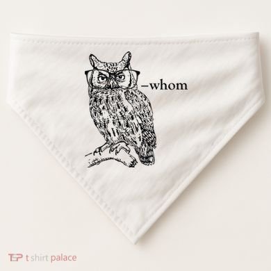 Who Whom Grammar Owl Funny USA-Made Doggie Bandana
