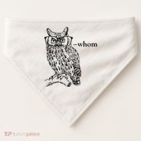 Who Whom Grammar Owl Funny USA-Made Doggie Bandana thumb 0