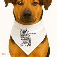 Who Whom Grammar Owl Funny USA-Made Doggie Bandana thumb 1