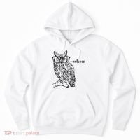 Who Whom Grammar Owl Funny Hoodie thumb 0