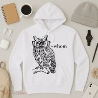 Who Whom Grammar Owl Funny Hoodie thumb 3