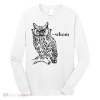 Who Whom Grammar Owl Funny Long Sleeve Shirt thumb 0