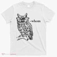 Who Whom Grammar Owl Funny T-Shirt thumb 0