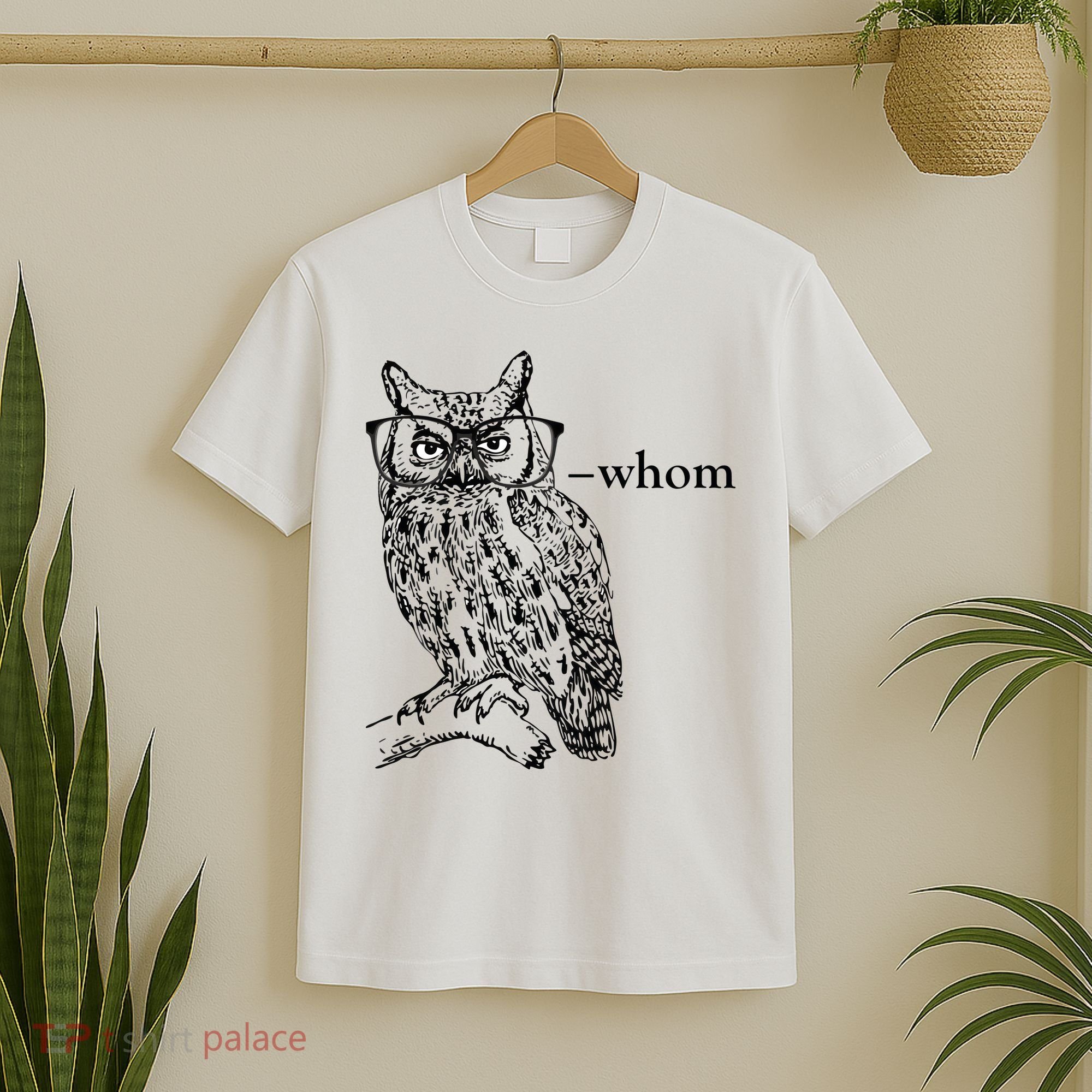 Who Whom Grammar Owl Funny T-Shirt