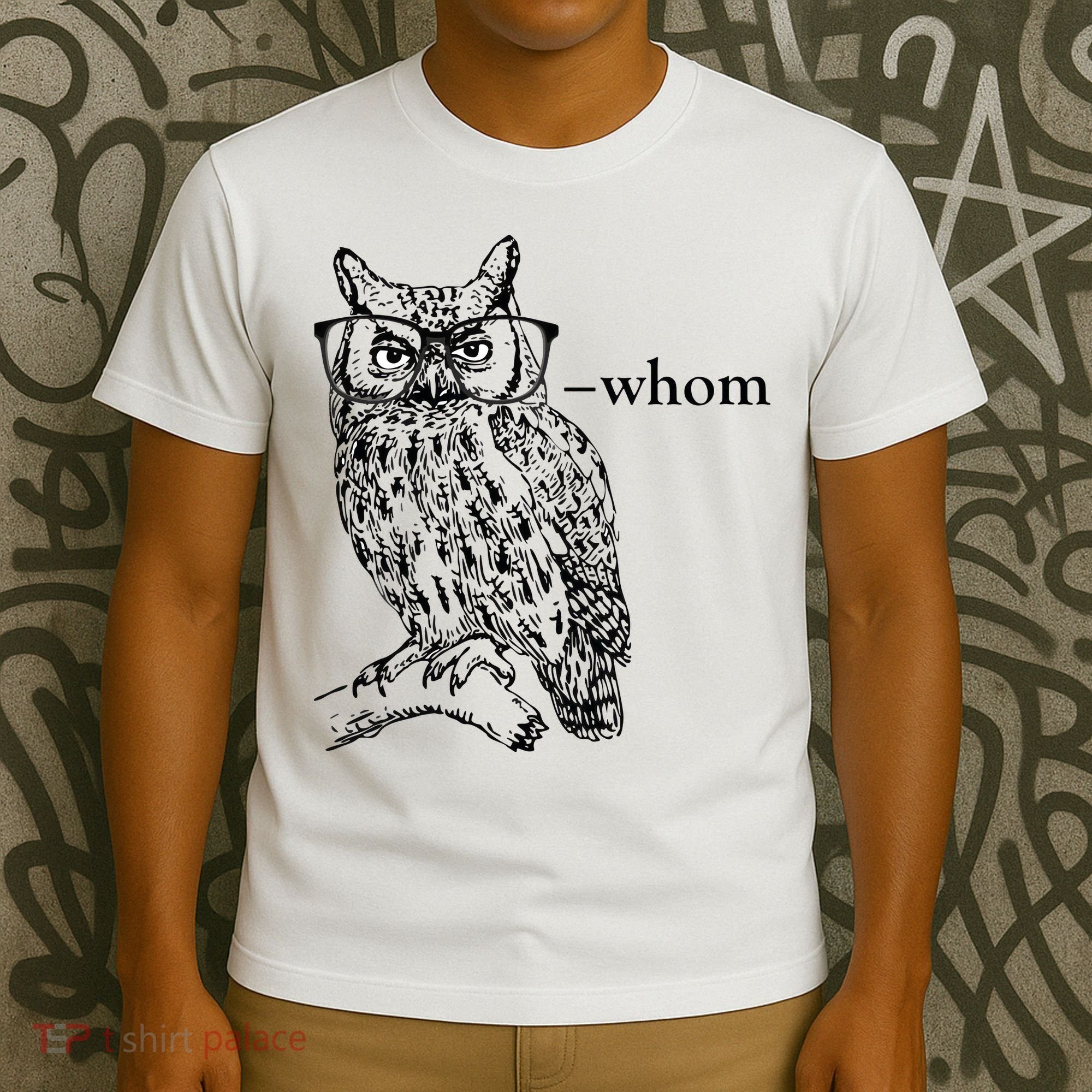 Who Whom Grammar Owl Funny T-Shirt