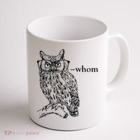 Who Whom Grammar Owl Funny Coffee Mug thumb 1