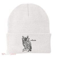 Who Whom Grammar Owl Funny Beanie thumb 0