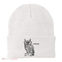 Who Whom Grammar Owl Funny Beanie thumb 0