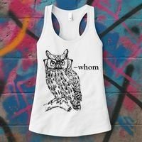 Who Whom Grammar Owl Funny Women's Tank Top thumb 3