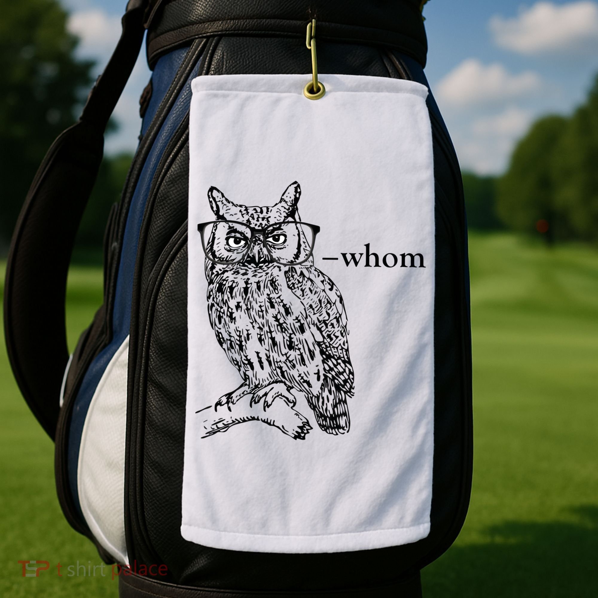 Who Whom Grammar Owl Funny Golf Towel