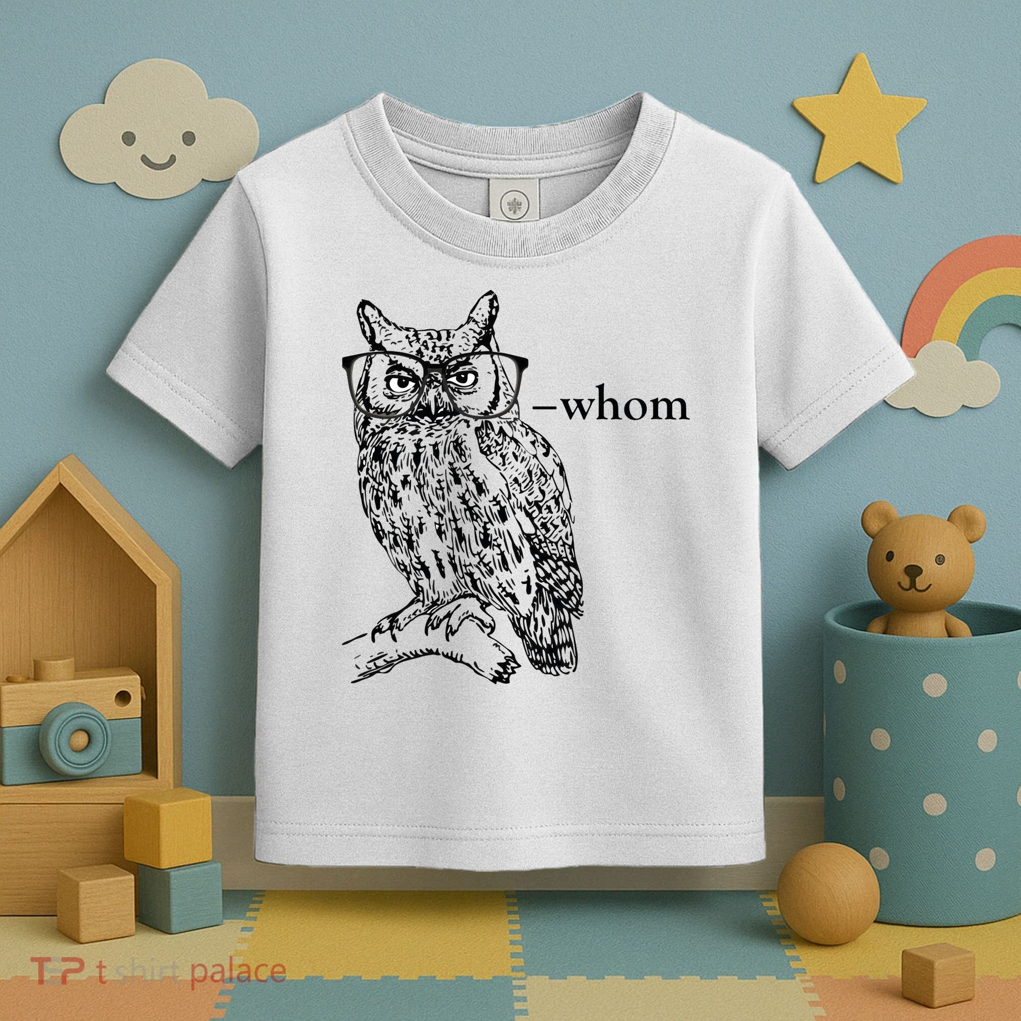 Who Whom Grammar Owl Funny Toddler T-Shirt