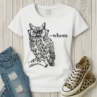 Who Whom Grammar Owl Funny Women's T-Shirt thumb 3
