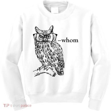 Who Whom Grammar Owl Funny Kids Sweatshirt