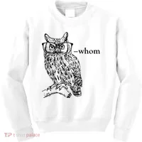 Who Whom Grammar Owl Funny Kids Sweatshirt thumb 0