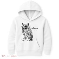 Who Whom Grammar Owl Funny Kids Hoodie thumb 0