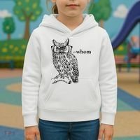 Who Whom Grammar Owl Funny Kids Hoodie thumb 3