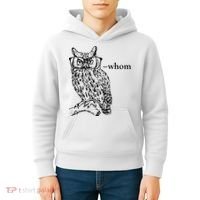 Who Whom Grammar Owl Funny Kids Hoodie thumb 4