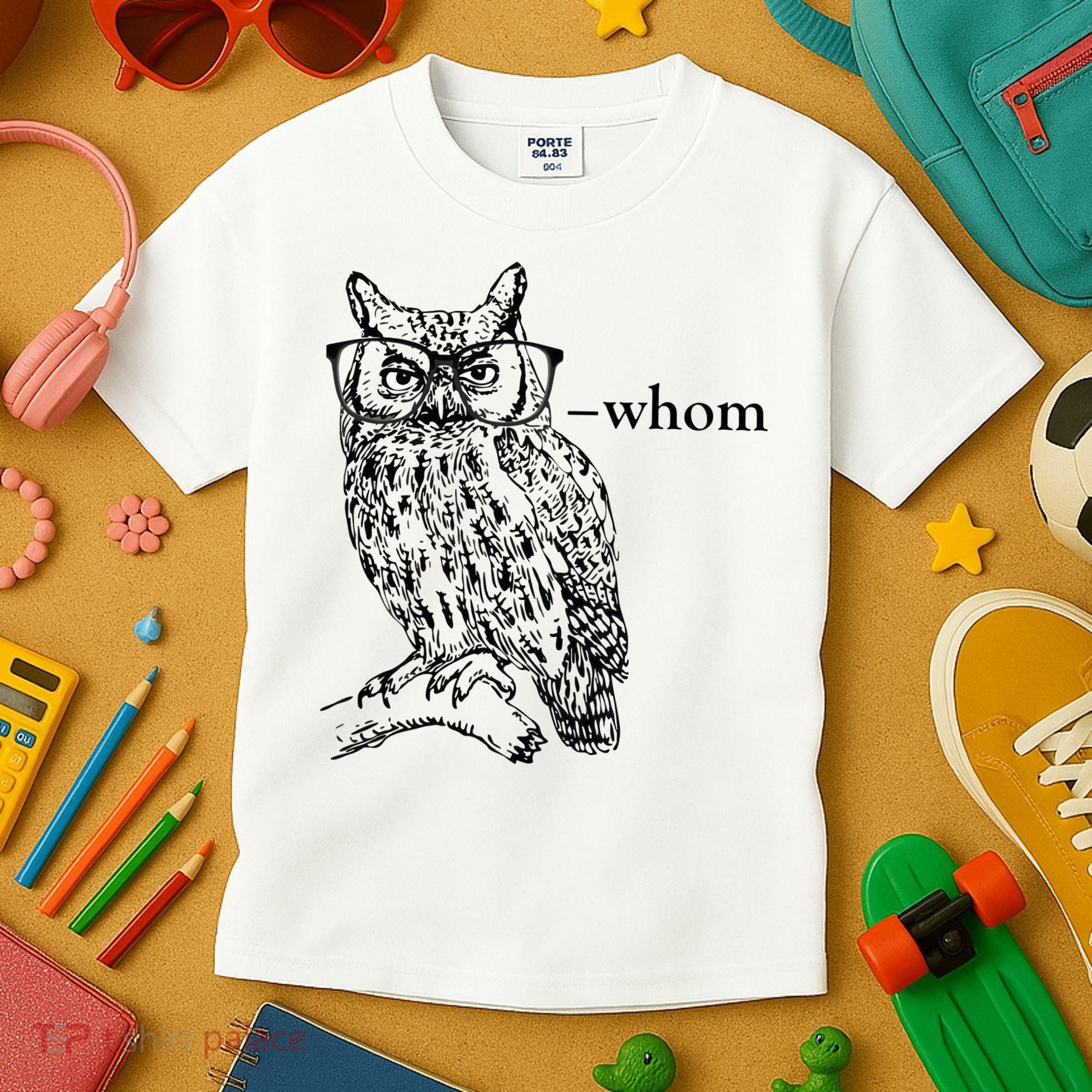 Who Whom Grammar Owl Funny Kids T-Shirt