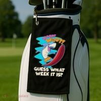 Woot Woot Guess What Week It Is Surfing Shark Golf Towel thumb 2