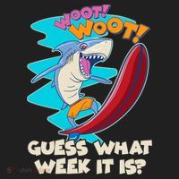 Woot Woot Guess What Week It Is Surfing Shark Golf Towel thumb 3