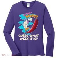 Woot Woot Guess What Week It Is Surfing Shark Women's Long Sleeve Shirt thumb 0