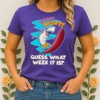 Woot Woot Guess What Week It Is Surfing Shark Women's T-Shirt thumb 2