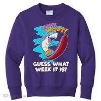 Woot Woot Guess What Week It Is Surfing Shark Kids Sweatshirt thumb 0