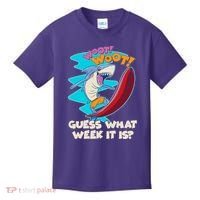 Woot Woot Guess What Week It Is Surfing Shark Kids T-Shirt thumb 0