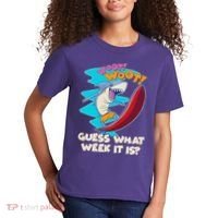 Woot Woot Guess What Week It Is Surfing Shark Kids T-Shirt thumb 2