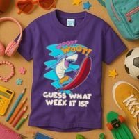 Woot Woot Guess What Week It Is Surfing Shark Kids T-Shirt thumb 3