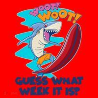 Woot Woot Guess What Week It Is Surfing Shark Santa Hat thumb 1
