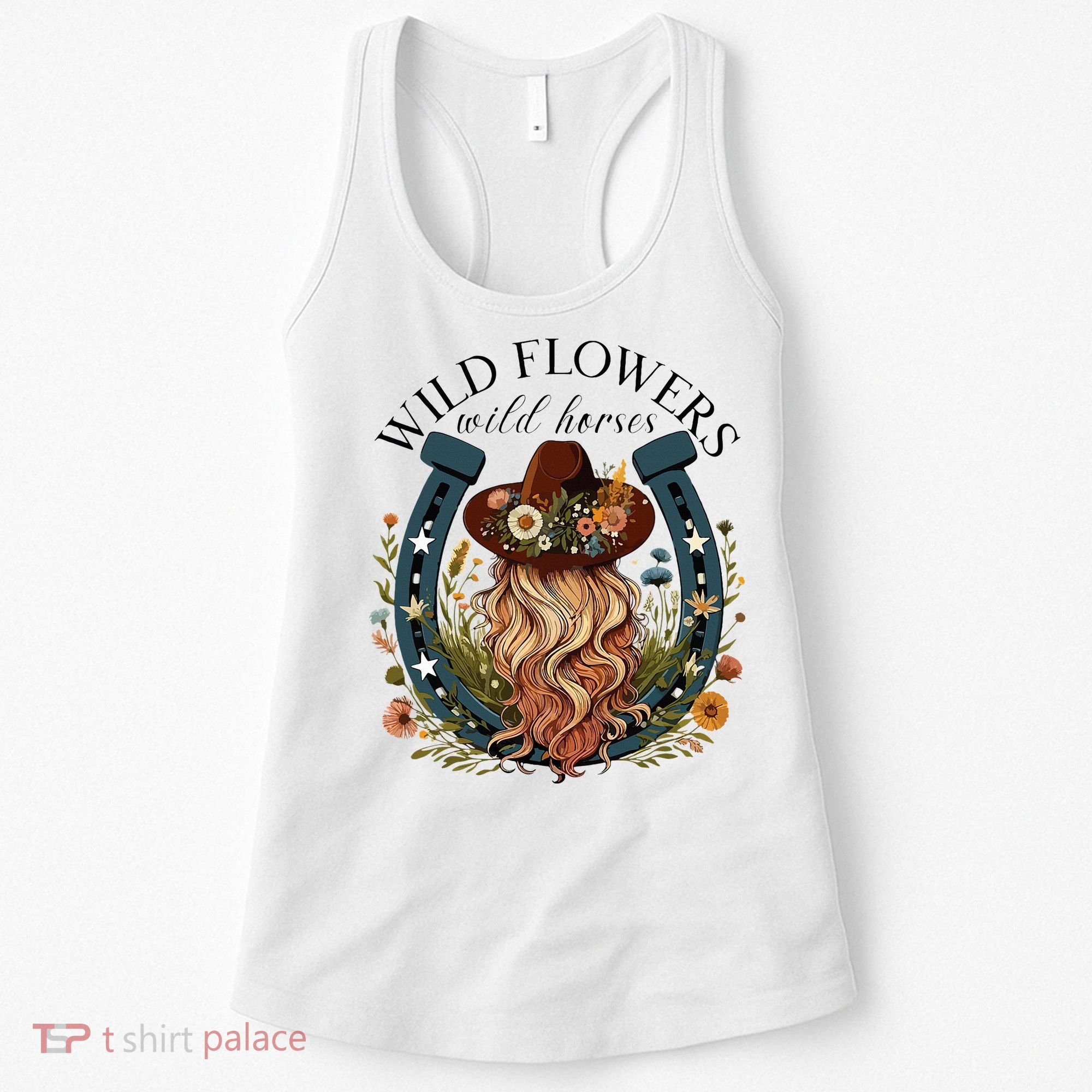 Wildflowers Wild Horses Western Boho Country Music Women's Tank Top