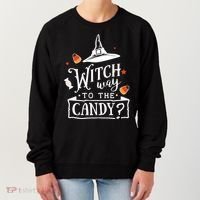 Witch Way Is The Candy Funny Halloween Women's Sweatshirt thumb 0