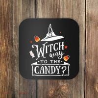 Witch Way Is The Candy Funny Halloween Coaster thumb 0