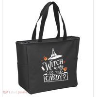 Witch Way Is The Candy Funny Halloween Tote Bag thumb 2