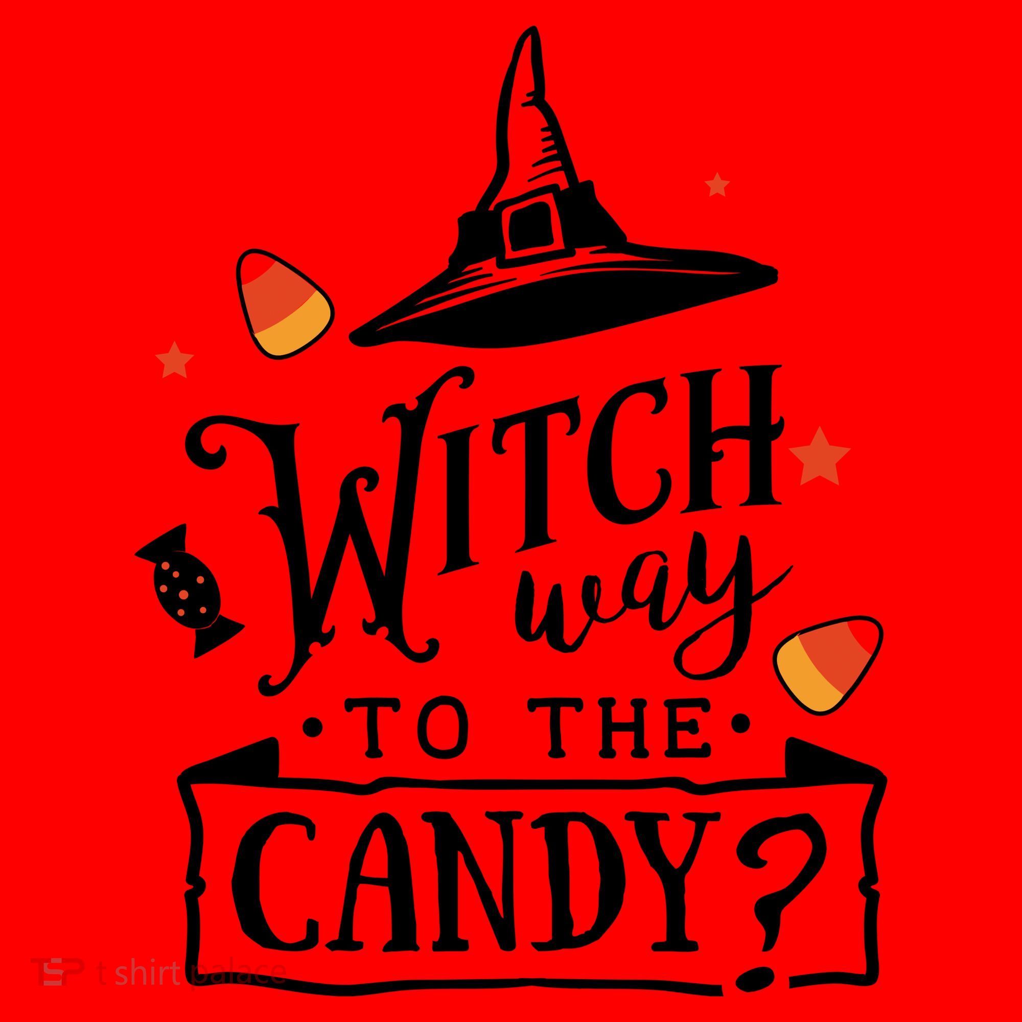 Witch Way Is The Candy Funny Halloween Santa Hat
